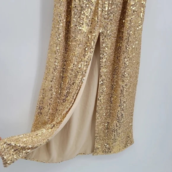 Ieena for Mac Duggal Sequin Halter Neck Sheath Gown - Picture 6 of 9